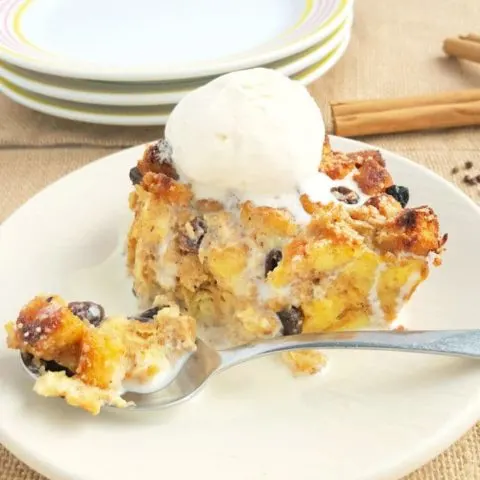 Rum Raisin Bread Pudding with Grains of Paradise