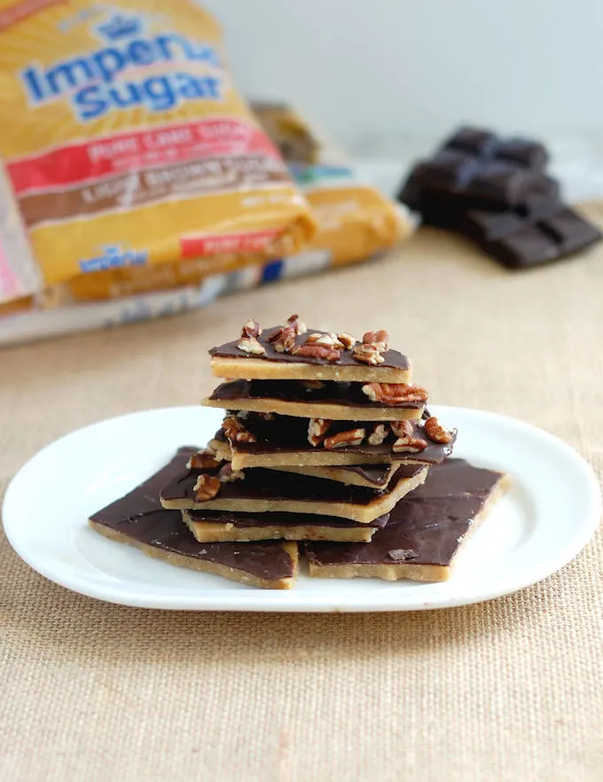 brown sugar toffee covered with chocolate