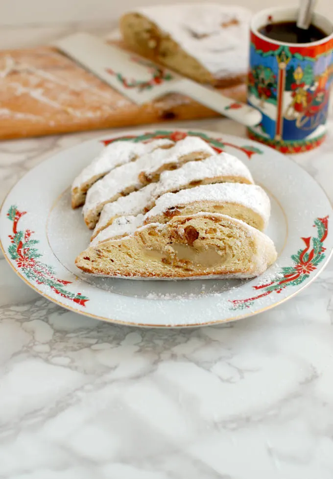 sliced almond filled stollen