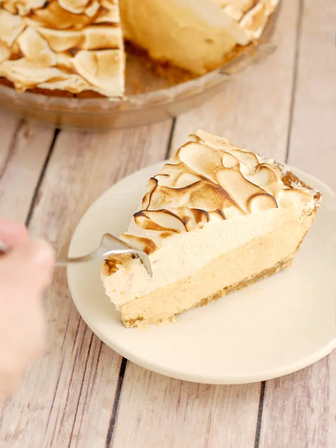 pumpkin mousse pie with toasted brown sugar meringue
