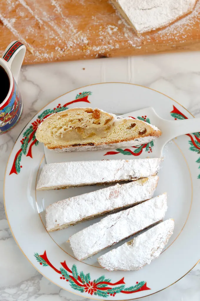 almond filled stollen with sugar coating