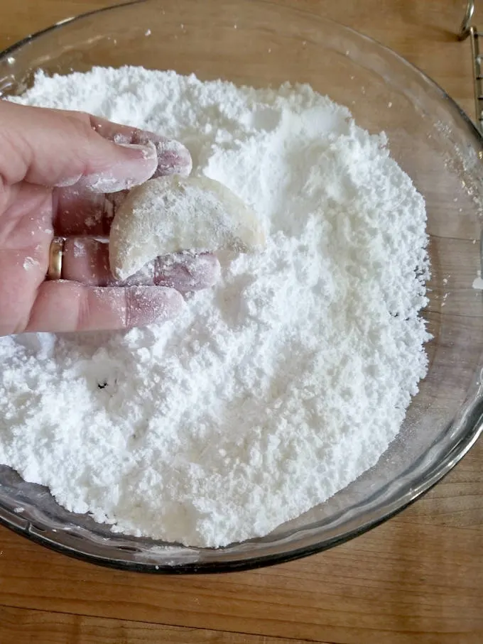 vanilla kipferl cookies rolled in sugar