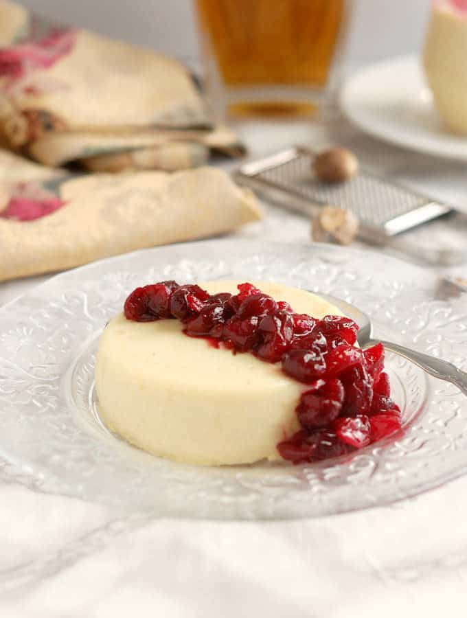 eggnog panna cotta with cranberry compote