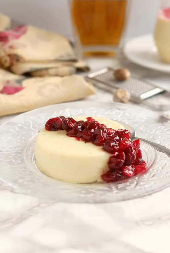 eggnog panna cotta with cranberry compote