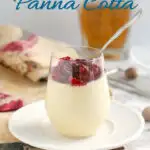 a pinterest image for eggnog panna cotta with text overlay