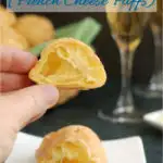 a pinterest image for gougeres with text overlay