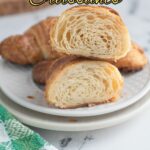 a pinterest image for sourdough croissants with text overlay.