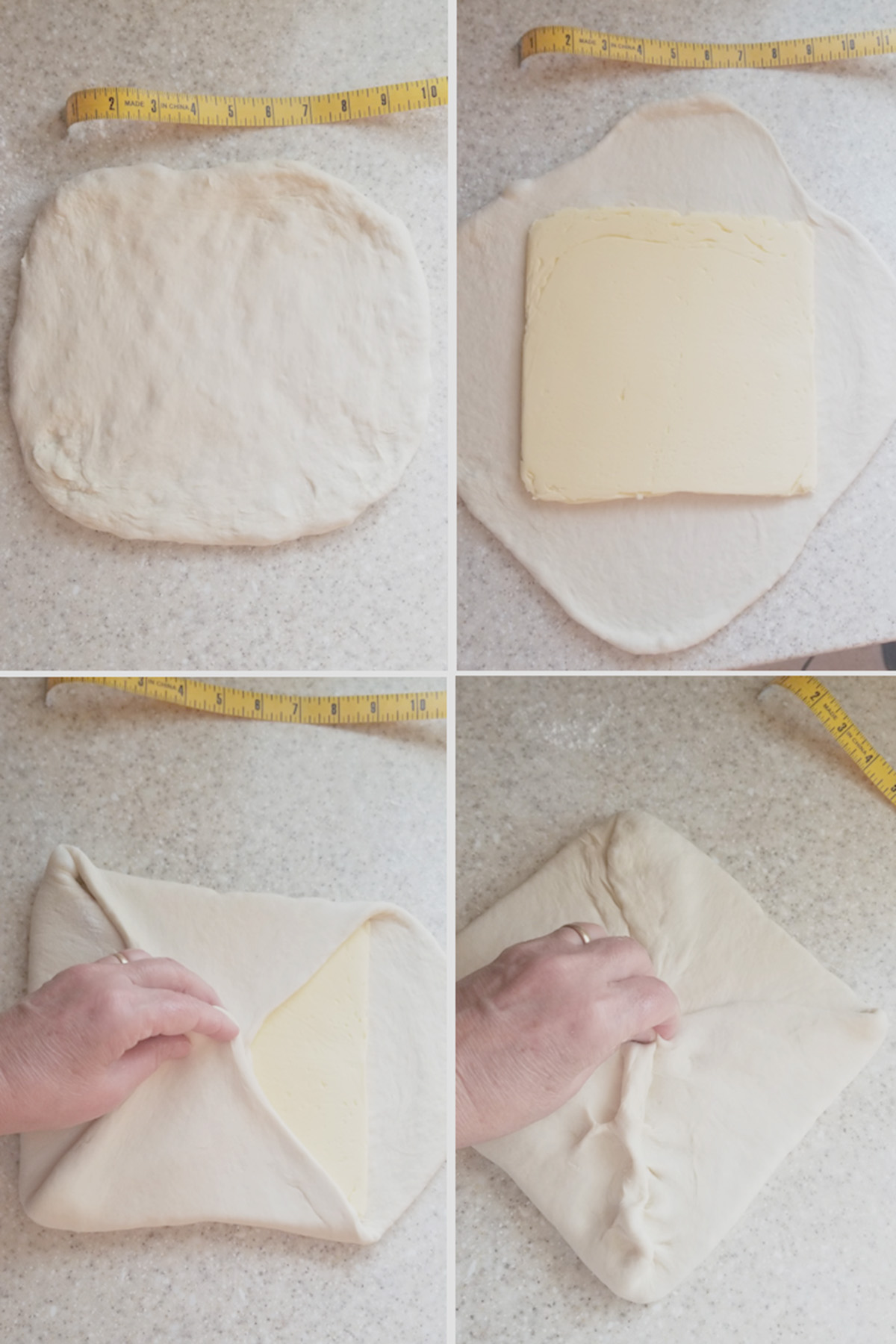 butter folded into a square of dough.