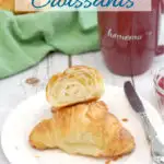 a pinterest image for sourdough croissants