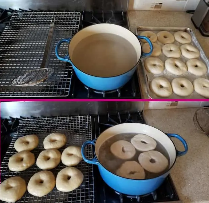the set up for boiling bagels