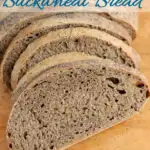 a pinterest image for guinness buckwheat bread with text overlay