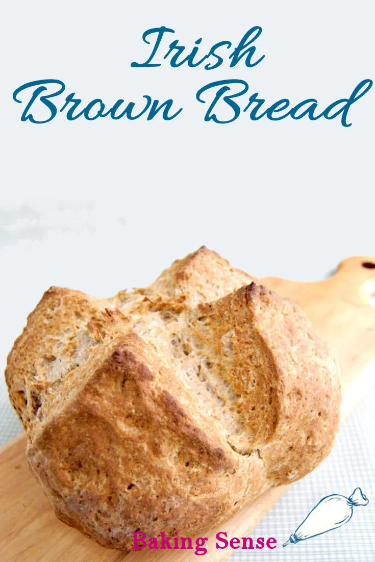 I love Irish Brown Bread even more than the traditional white soda bread with raisins. It's hearty and savory because it's made with whole wheat flour. A smear of butter and some marmalade turns this bread into the perfect breakfast treat. #stpatricks #sodabread #irishsodabread #brownbread #wholegrain #easy #classic