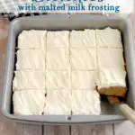 a pinterest image of malted milk blondies with text overlay