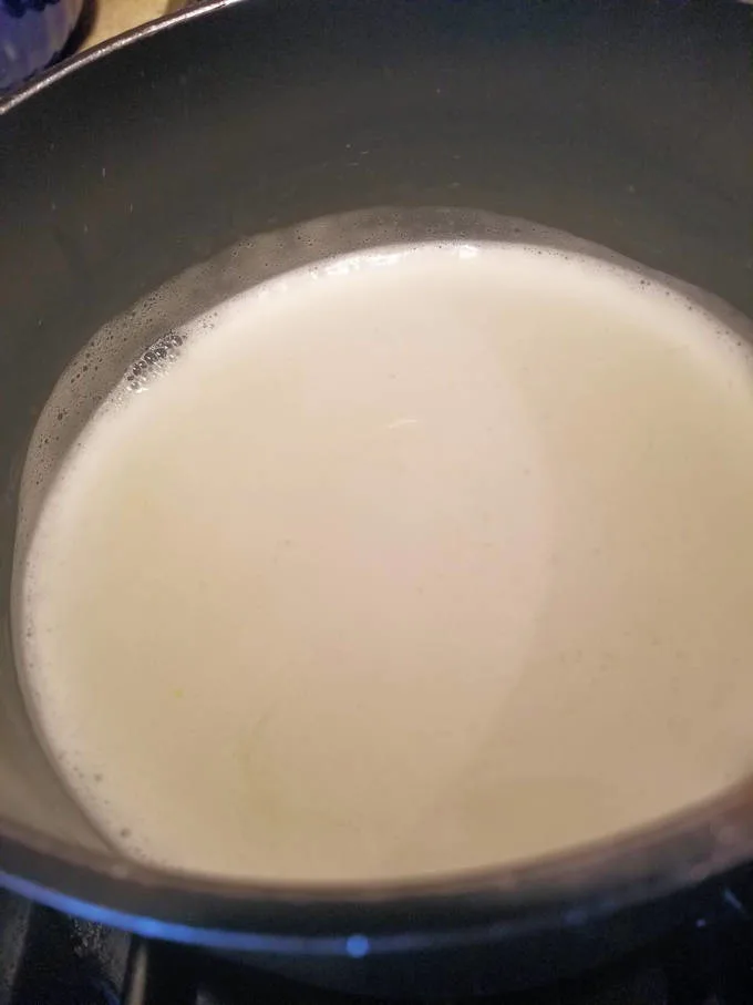 scalding milk in a pot