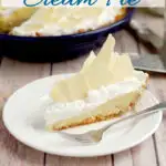 a malted milk cream pie image for pinterest with text overlay