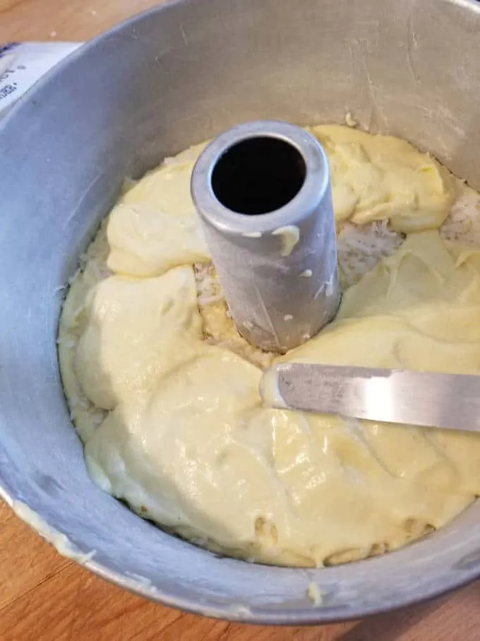 a pan filled with cake batter