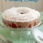 a coconut pound cake pinterest image with text overlay
