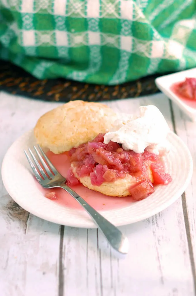 a rhubarb shortcake on a plate