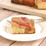 a slice of rhubarb upside down cake