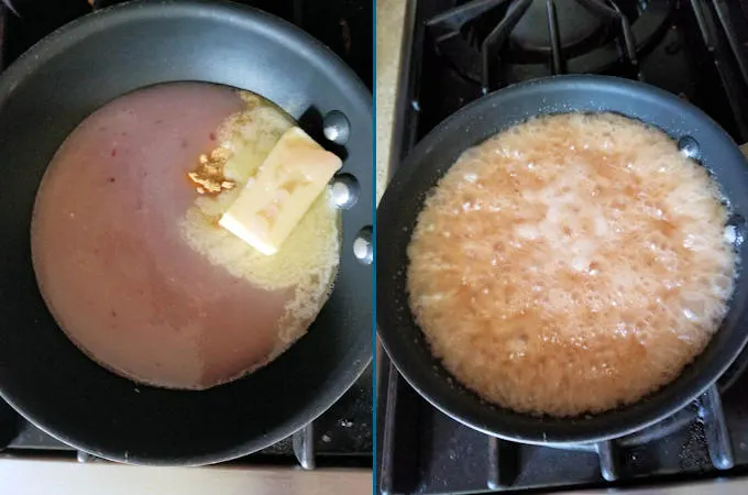 rhubarb caramel boiling