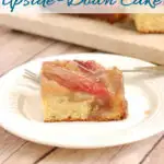 a pinterest image for rhubarb upside down cake