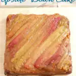 a pinterest image for rhubarb upside down cake