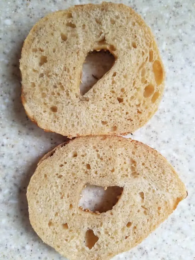 interior of a sourdough bagel