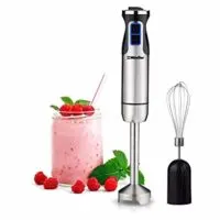 Mueller Austria 1 001 Ultra-Stick 500 Watt 9-Speed Immersion Multi-Purpose Hand Blender Heavy Duty Copper Motor Brushed Stainless Steel Finish Includes Whisk Attachment, normal, Silver