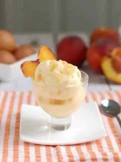 a dish of roasted peach ice cream