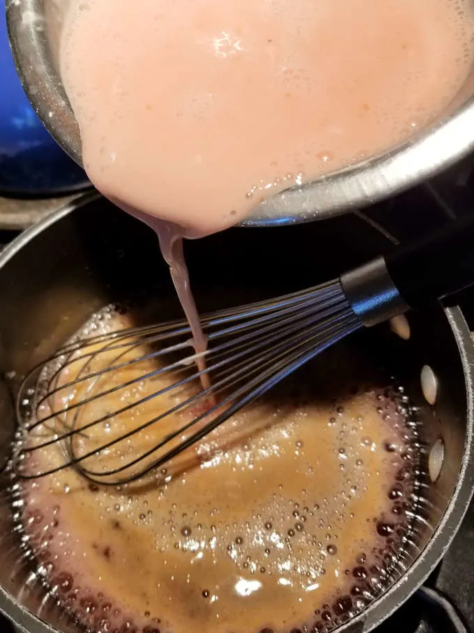cooking cherry juice with cornstarch to thicken
