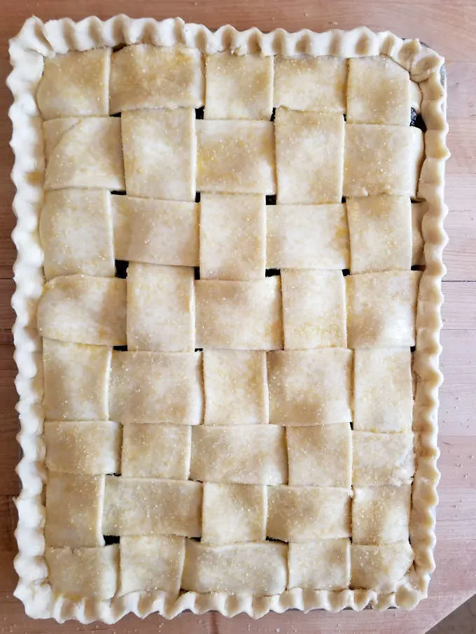 an unbaked slab pie