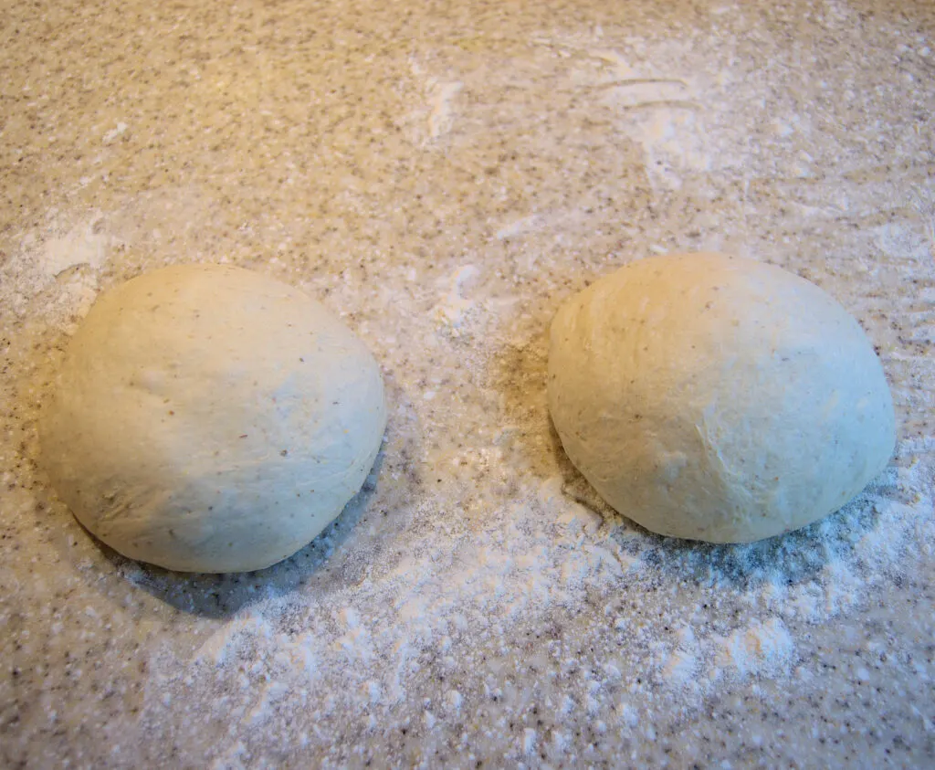 two balls of pizza dough.