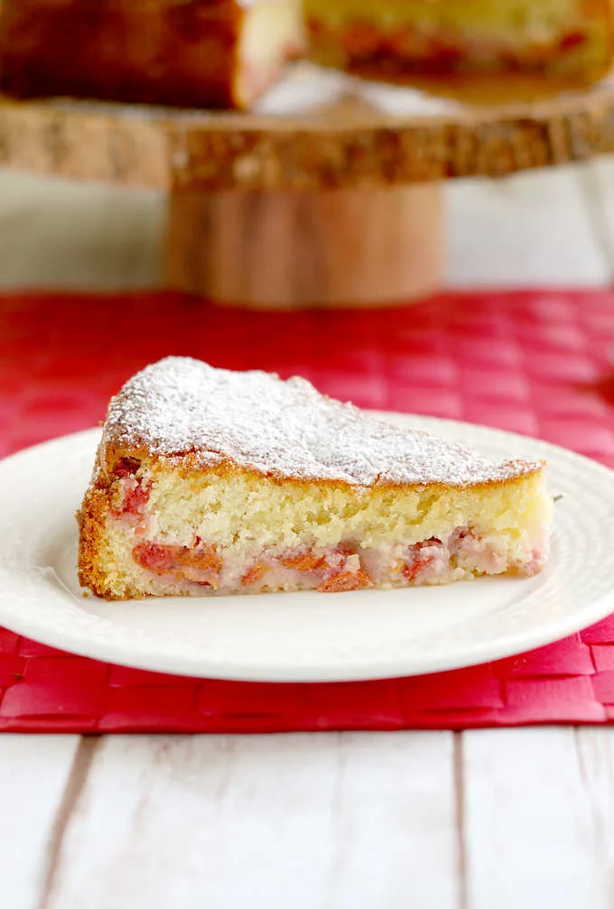 a slice of sour cherry cake