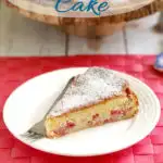 a pinterest image for sour cherry cake