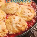 a pinterest image for sour cherry cobbler