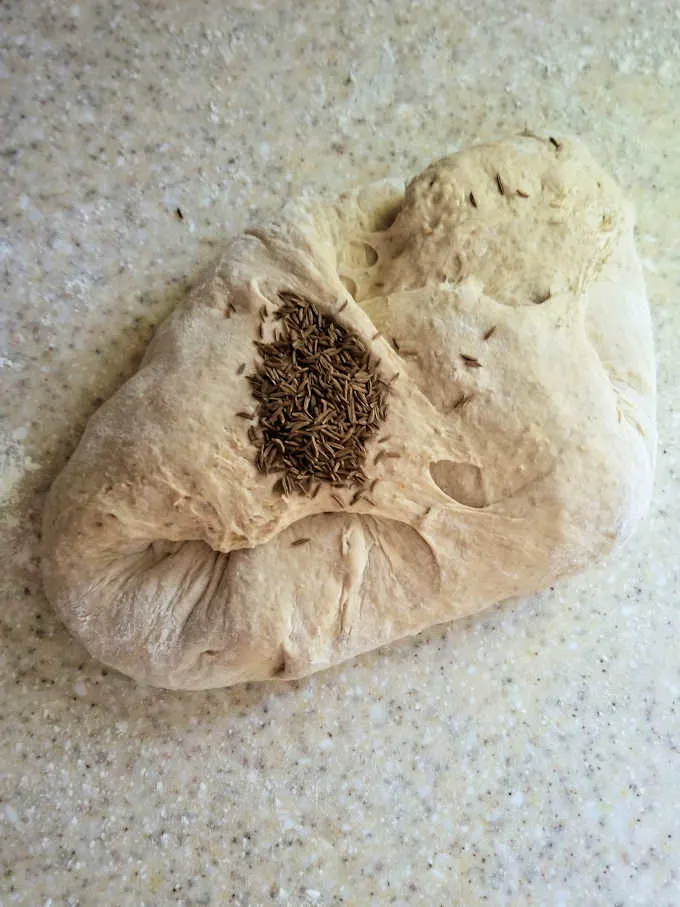 sourdough rye bread with caraway seeds added