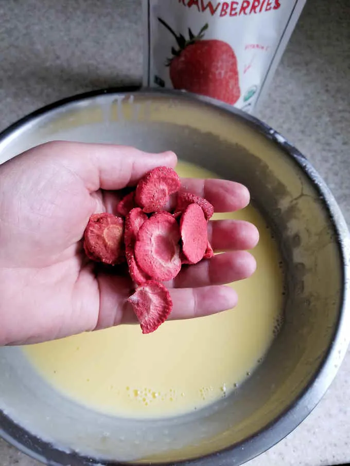 a handful of freeze dried strawberries.