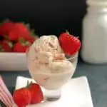 a bowl of homemade strawberry ice cream