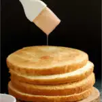 a pinterest image for vanilla genoise sponge cake