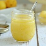 a pinterest image for lemon curd with text overlay.