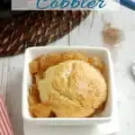 a pinterest image for skillet apple cobbler