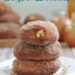 a pinterest image for apple filled donut recipe