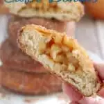a pinterest image for apple filled donut recipe