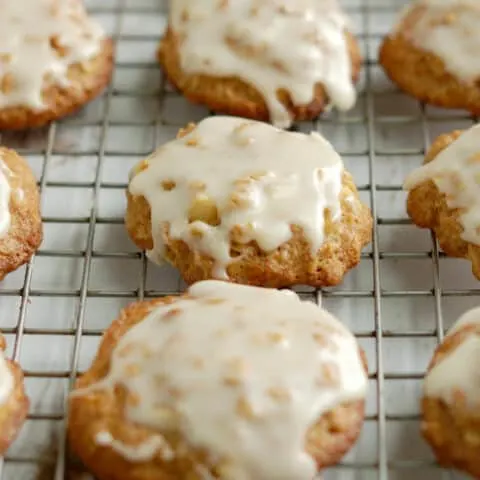 a closeup of an apple oatmeal cookie