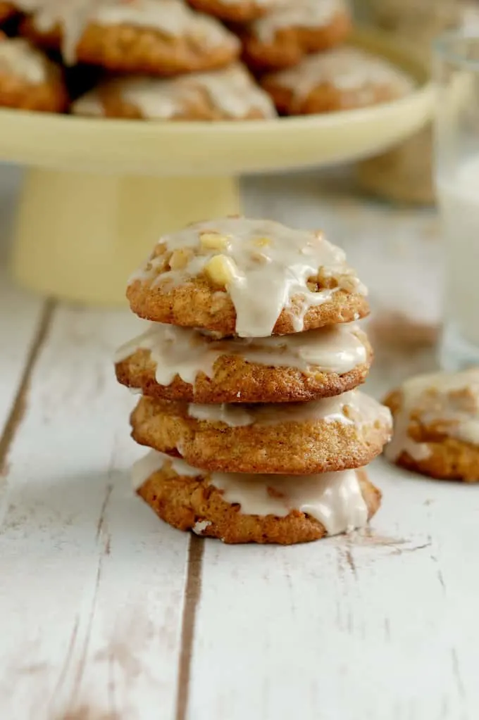 a stack of apple oatmeal cookies