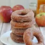 a stack of yeasted apple cider donuts