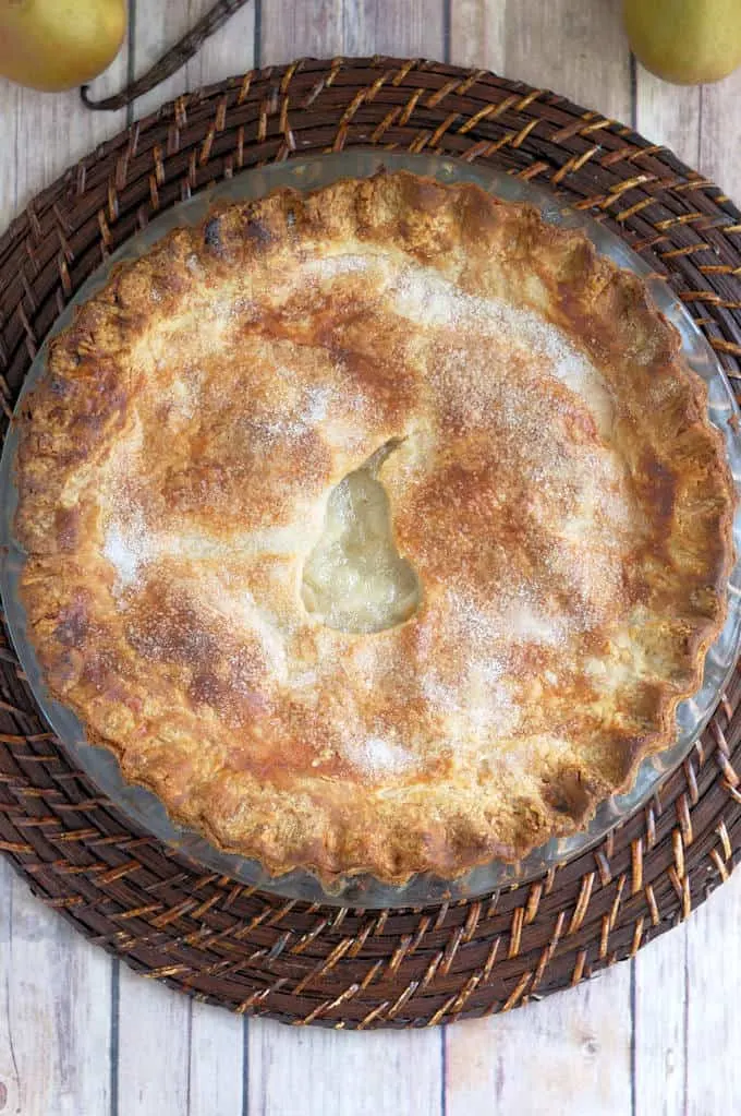 a freshly baked pear pie