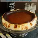 a pinterest image for san sebastian cheesecake recipe