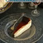 a pinterest image for san sebastian cheeseake