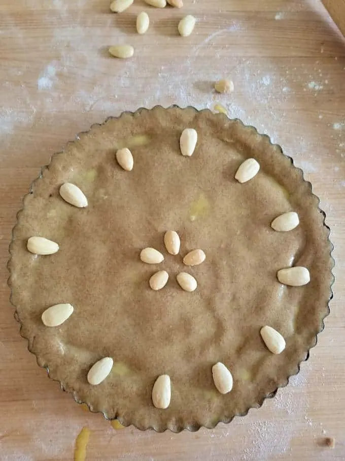 an unbaked speculaas cake, gevulde speculaas